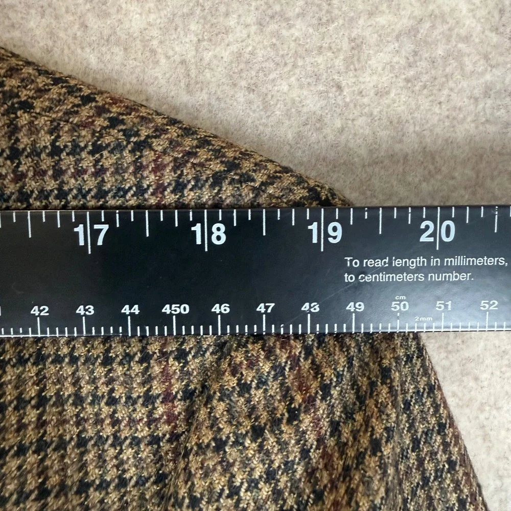 Alan Flusser Sport Coat 42L Lambswool Houndstooth Brown Blazer 2-Button Jacket